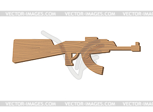 Wooden gun kids. Board weapons. Childrens military - vector image