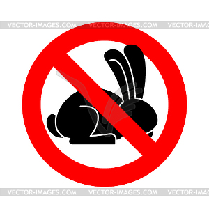 Stop rabbit. ban bunny hare is forbidden. Red - vector image