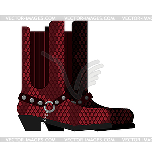Cowboy boots made python leather. Australia shoes - vector clip art