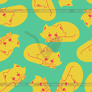 Sleeping cat pattern. kitten be asleep seamless - vector clip art