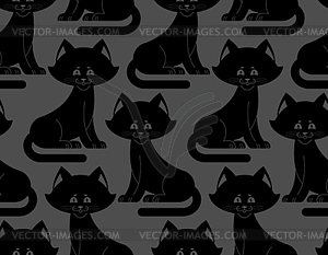 Черная кошка бесшовные модели. Любимый орнамент. животное - векторное изображение EPS