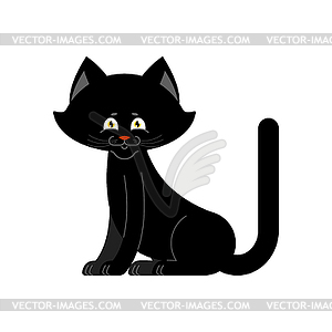 Black cat . Sweetheart Kitten home pet - vector image