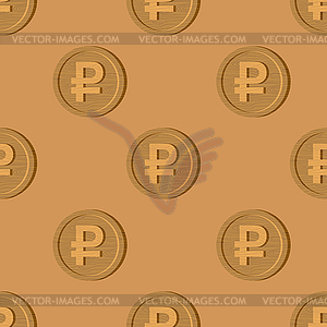 Wooden Russian ruble coin pattern. National Russia - vector clipart