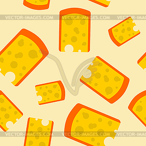 Cheese piece seamless pattern. Yellow dairy - vector image