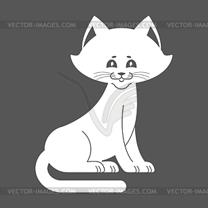 White Cat . cute kitten is sitting. Pet - vector clip art