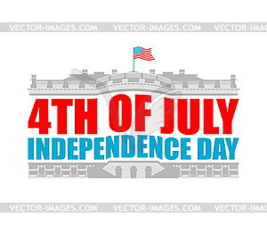 Independence Day USA emblem. White house. America - vector image