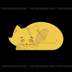 Sleeping cat yellow . kitten be asleep. sleep pet - vector clip art