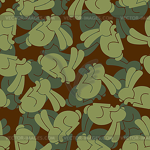 Military texture rabbit. Army bunny seamless - vector image