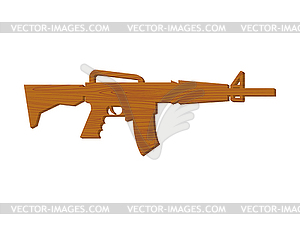 Wooden gun kids. Board weapons. Childrens military - vector clipart