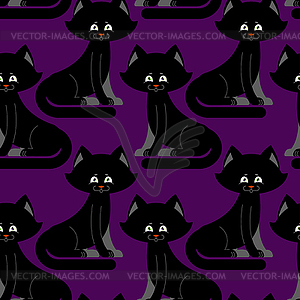 Black Cat seamless pattern. pet ornament. Animal - vector image