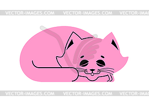 Спящая кошка розовая. Котенок спать. Спать домашнее животное - векторизованное изображение клипарта