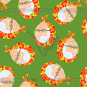 Russian Grandmother pattern. Old woman face in - vector clipart