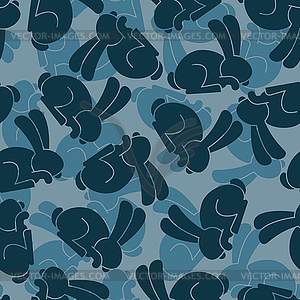 Military texture rabbit. Army bunny seamless - vector image