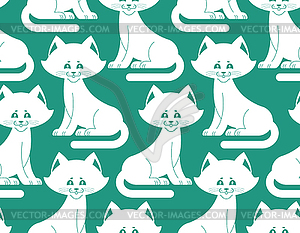 White Cat seamless pattern. pet ornament. Animal - vector clipart