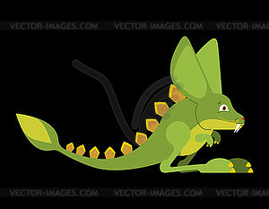 Prehistoric jerboa dinosaur. Dino is jumping. Rapto - vector image