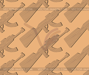 Wooden gun kids pattern. Board weapons background. - vector image