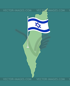 Israel flag and map. Israeli banner ribbon. Jewish - vector clipart