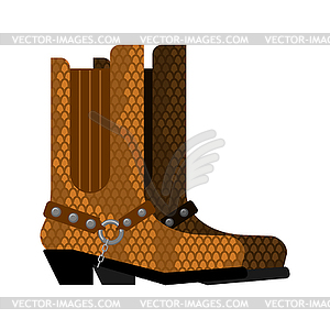 Cowboy boots made python leather. Australia shoes - vector image