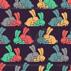Bunny sex pattern. rabbit intercourse ornqment. - vector clipart