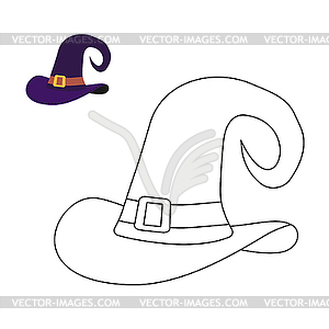 Hat witch coloring book. Magic cap hag Liner - vector image