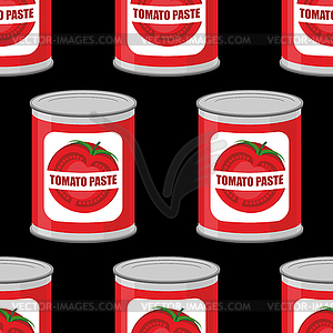 Tomato paste seamless pattern. Cans texture. Iron - vector clip art