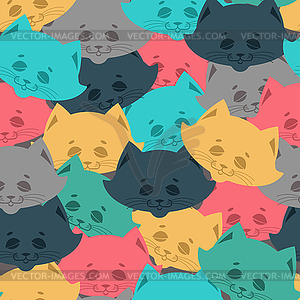 Cat face seamless pattern. Home pet background. - vector image