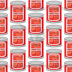 Tomato paste seamless pattern. Cans texture. Iron - vector clipart