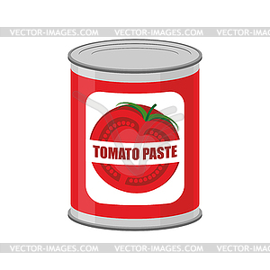 Tomato paste tin can. Canned food with tomatoes - vector clipart