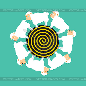 Hypnotic sheep for sleep. Hypno farm animal - vector clipart