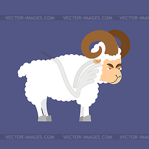 Ram farm animal . Horned Sheep beast - vector clip art