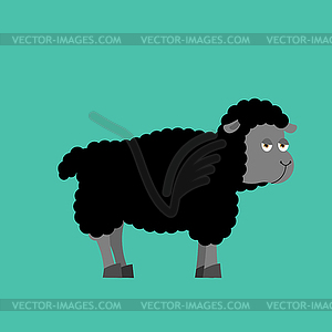 Black Sheep farm animal. dark ewe - vector image