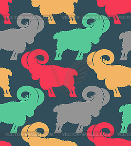 Ram pattern. flock of sheep ornament. Farm Animal - vector image