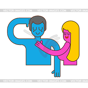 Man and woman are sleeping in bed. Lovers embrace. - vector clipart / vector image