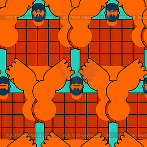 Redneck seamless pattern. Angry bearded man in shir - vector image