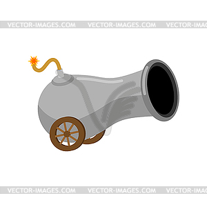 Ancient cannon cartoon . Funny little War Ship - vector clip art