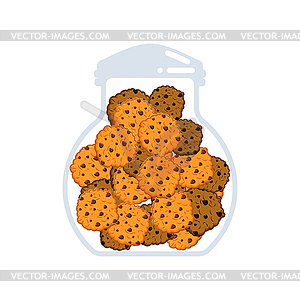 Cookies in jar . Oatmeal cookie in glass pot. - vector EPS clipart