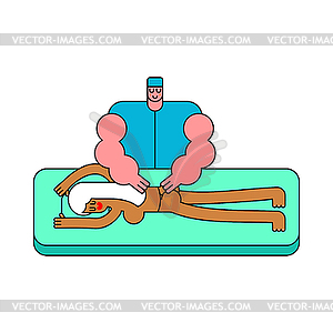 Masseur. Specialist for massage. massage table. - vector clipart