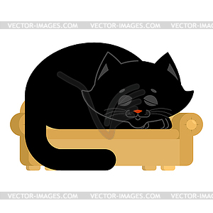 Big cat on couch asleep. huge pet on sofa - vector clip art