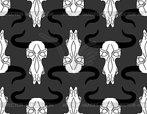 Skull cow pattern. head of skeleton bull background - vector image