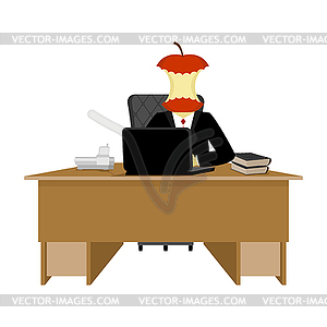 Boss apple stump. Director stub of table. - stock vector clipart