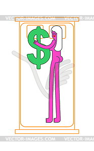 I love money. Girl in bed with dollar. Sex for cash - royalty-free vector clipart