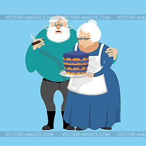 Grandmother and grandfather. Grandparents Day . Matu - vector image