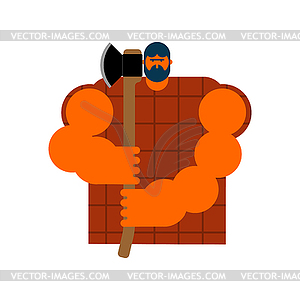 Lumberjack strong . Woodcutter and axe. Big - vector clip art