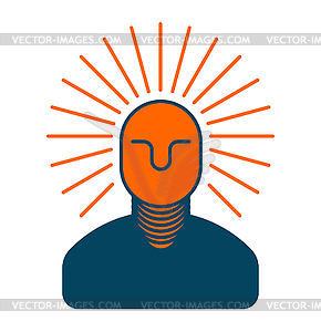 Creative idea. smart boss. man with light bulb in - vector EPS clipart