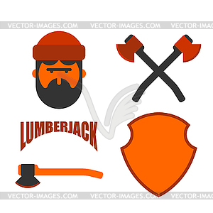 Lumberjack icon set. Woodcutter sign. lumberman - vector clipart