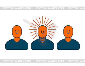 Creative idea. smart boss. man with light bulb in - vector EPS clipart