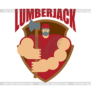 Woodcutter logo. Lumberjack sign. lumberman - vector clipart