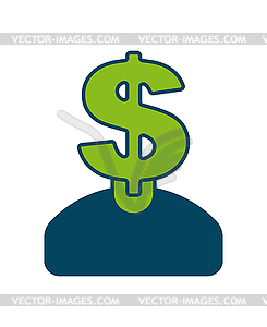 Investor icon. Dollar man sign. Boss of money. - vector clipart