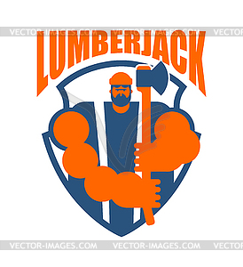 Lumberjack logo. Woodcutter sign. lumberman - vector image