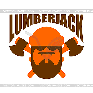 Lumberjack logo. Woodcutter sign. lumberman - vector clipart